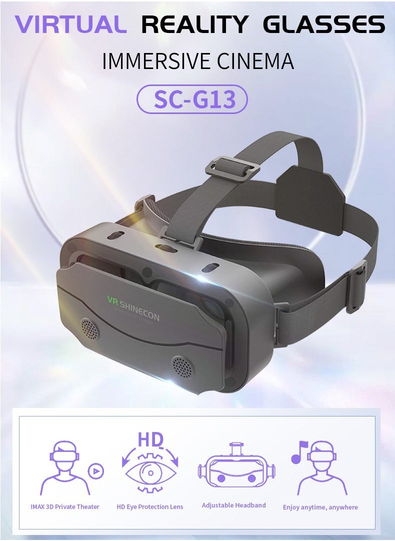 Immersive VR Glasses for Smartphones – Virtual Reality Headset for 4.7-7.0 Inch Phones, 3D Movie & Gaming Experience, Adjustable Pupil & Focal Distance, 100° Wide View, Lightweight & Portable