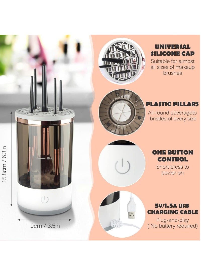 Electric Makeup Brush Cleaner, Makeup Brush Cleaner Machine with Brush Clean Mat, Automatic Cosmetic Brush Cleaner Makeup Brush Tools for All Size Beauty Makeup Brushes Set, Gift for Women Wife Friend