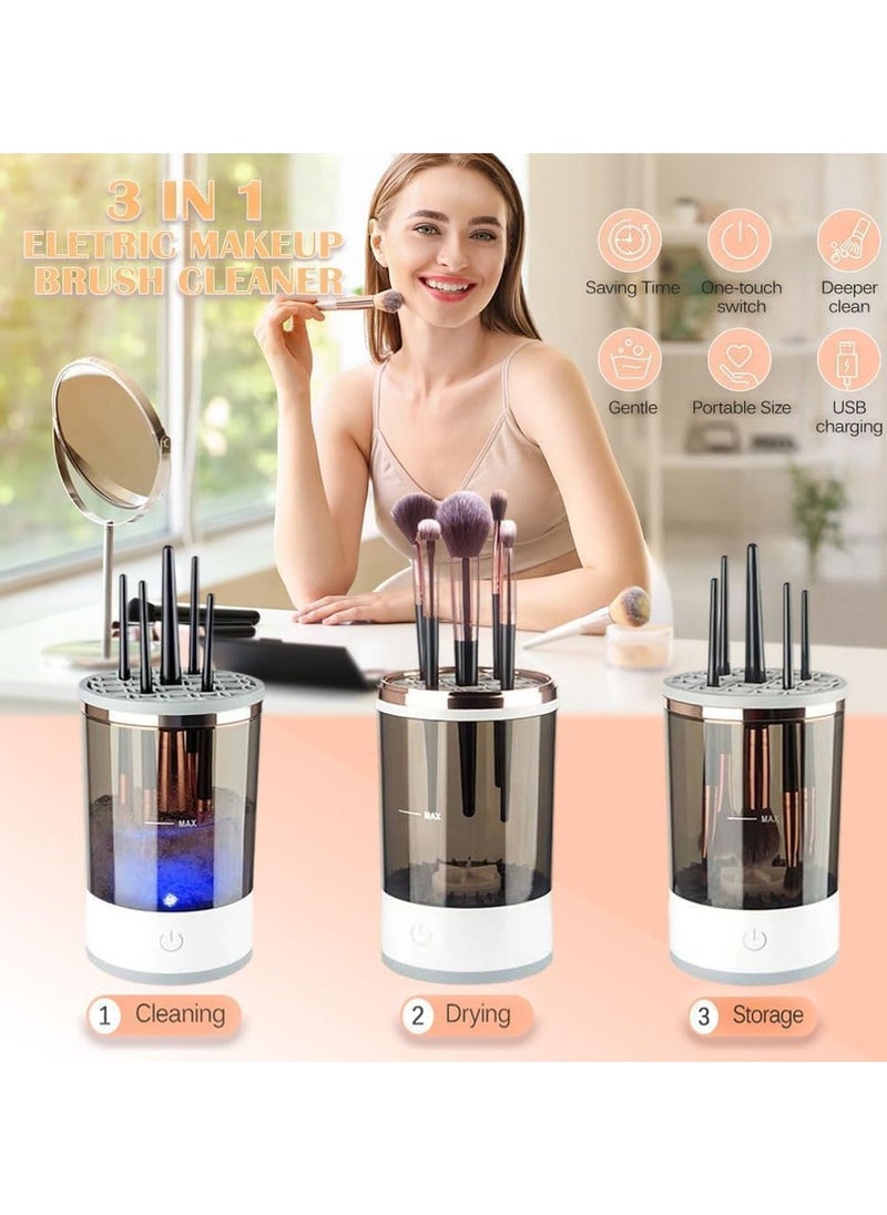 Electric Makeup Brush Cleaner, Makeup Brush Cleaner Machine with Brush Clean Mat, Automatic Cosmetic Brush Cleaner Makeup Brush Tools for All Size Beauty Makeup Brushes Set, Gift for Women Wife Friend