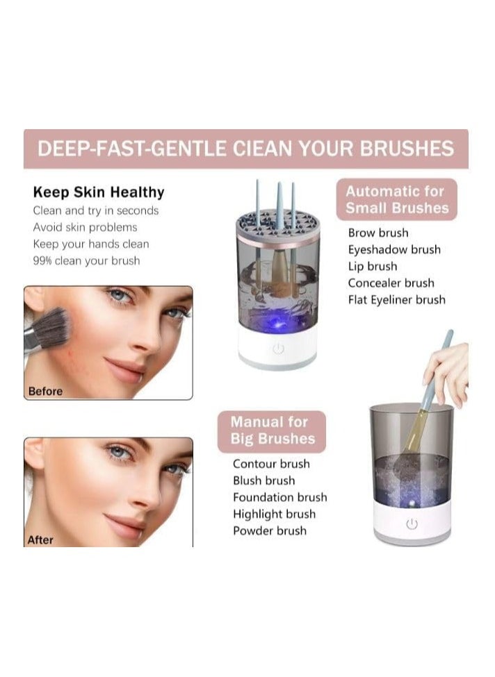 Electric Makeup Brush Cleaner, Makeup Brush Cleaner Machine with Brush Clean Mat, Automatic Cosmetic Brush Cleaner Makeup Brush Tools for All Size Beauty Makeup Brushes Set, Gift for Women Wife Friend