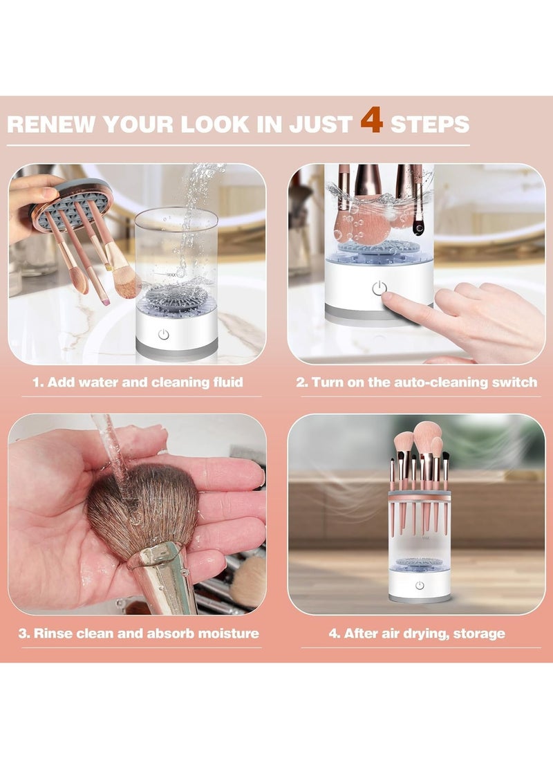 Electric Makeup Brush Cleaner, Makeup Brush Cleaner Machine with Brush Clean Mat, Automatic Cosmetic Brush Cleaner Makeup Brush Tools for All Size Beauty Makeup Brushes Set, Gift for Women Wife Friend
