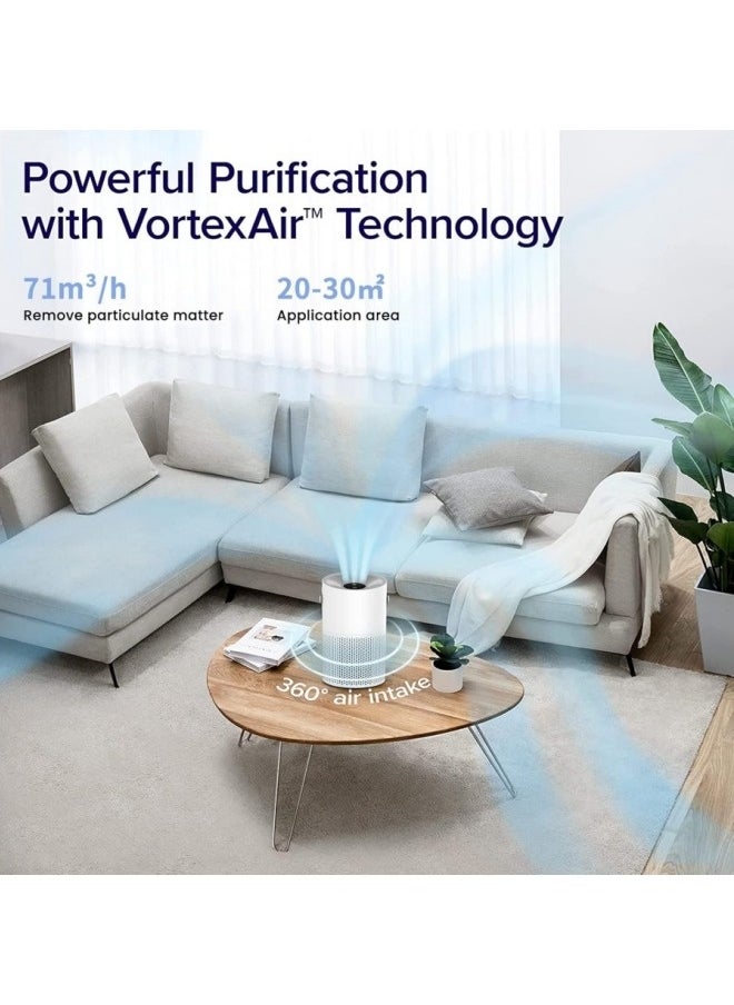 Air Purifier USB 360° Air Filter Cleaner with 3 Speed Remove 99.97% Dust Pollen Pet Dander Hair Smell Purifies Max up to 71m²/H for Bedroom Home Office