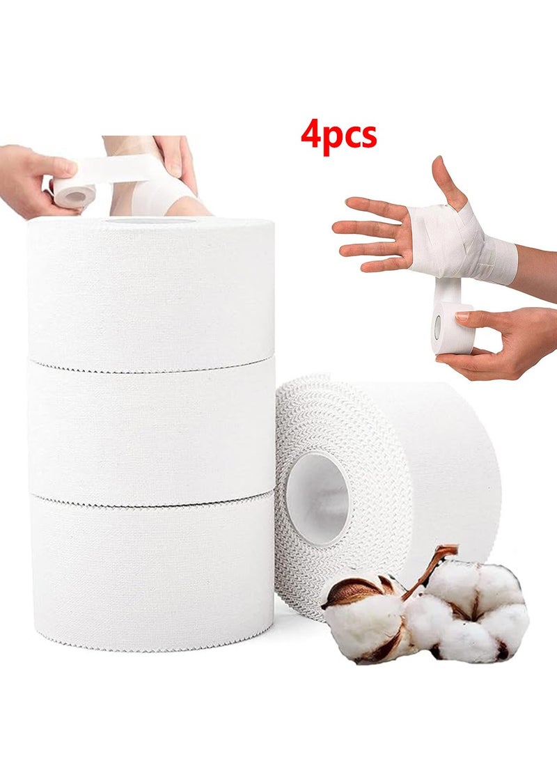 4-Roll Zinc Oxide Tape,Breathable Wrist Finger Strapping Tape Cohesive Bandage Flexible- 3.8cm X 10m