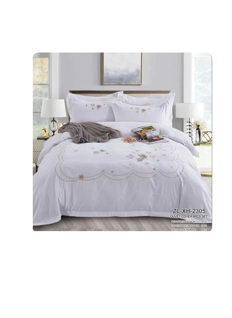 Sleek and Stylish 6-Piece Duvet Set Embroidered King Size covers Enhance  Your Bedroom Décor