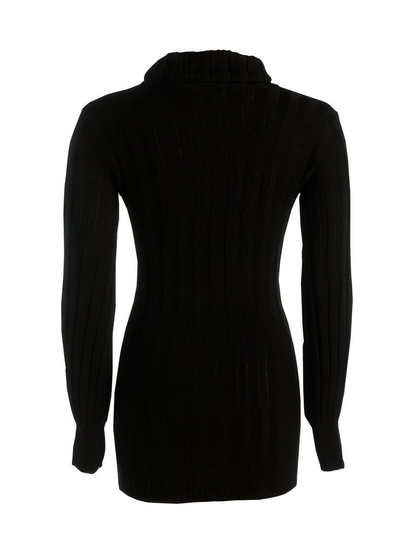 Roll Neck Bodycon Mini Dress in Black