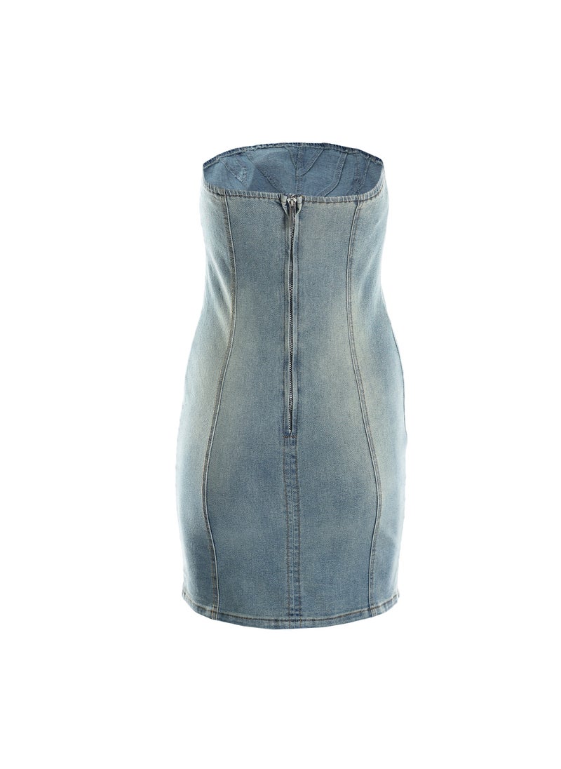 Strapless Denim Mini Dress