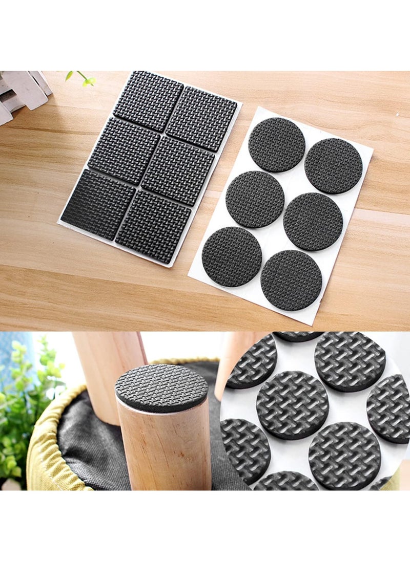 120 Pcs Non Slip Rubber Pads Felt Pads Self Adhesive Rubber Feet Round Square Self Adhesive Floor Protector for Table Legs Chair Bed