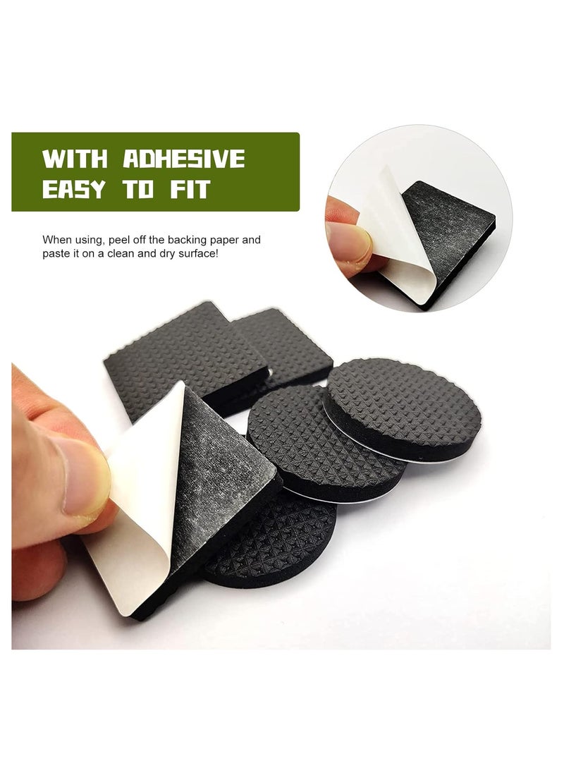 120 Pcs Non Slip Rubber Pads Felt Pads Self Adhesive Rubber Feet Round Square Self Adhesive Floor Protector for Table Legs Chair Bed