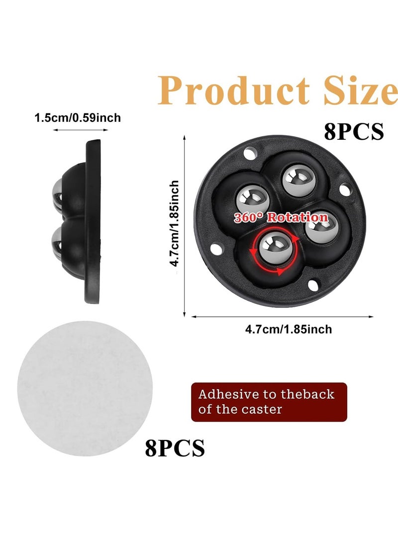 8Pcs Wheels for Furniture Moving, Self-Adhesive Swivel Caster Wheels, 360° Swivel Wheels for Kitchen Appliances, 30Kg Load Capacity, Swivel Wheels for Moving Coffee Maker, Cooker, Air Fryer