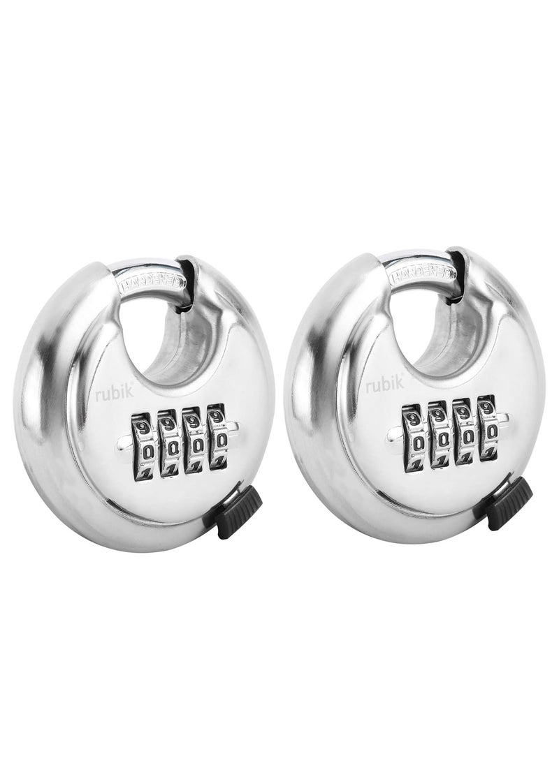 4-Digits Combination Padlock, Alloy Steel Security Lock for School, Gym, Toolbox, Closet, Wardrobe, Gate, Cabinet (2 Pack)