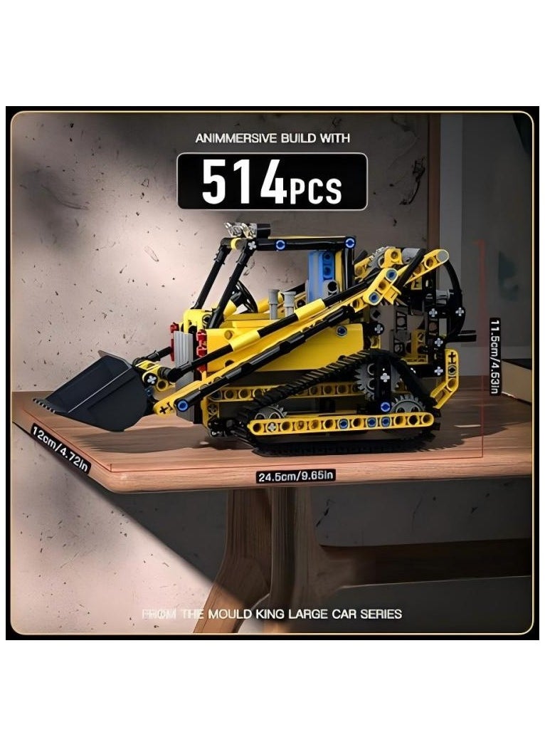 Technical bulldozer building block set, crawler excavator fixture model, STEM engineering vehicle model kit, children's toy building blocks, suitable for boys and girls, birthday and Children's Day gifts (514 pieces) 8+13014S