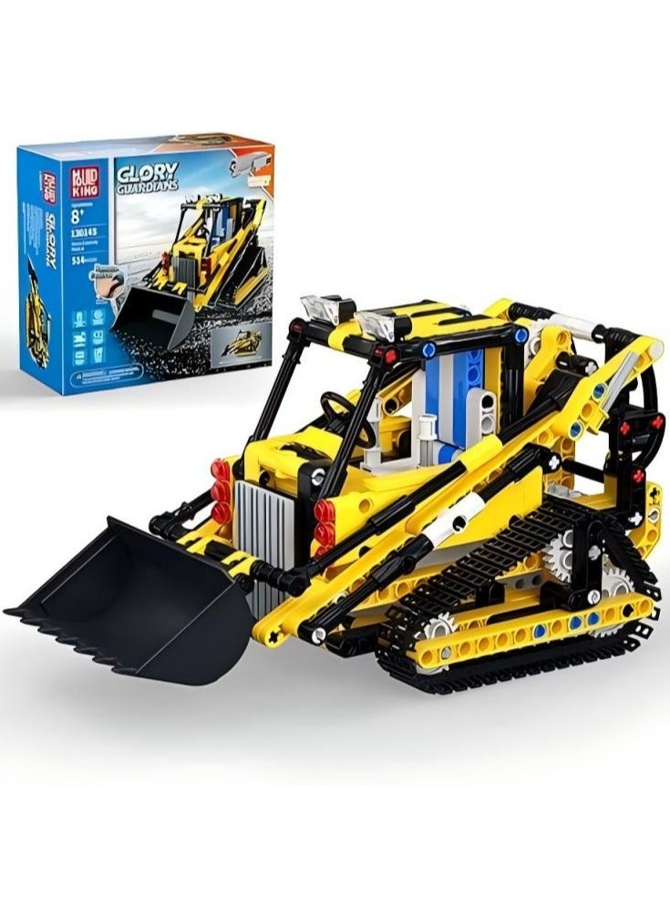 Technical bulldozer building block set, crawler excavator fixture model, STEM engineering vehicle model kit, children's toy building blocks, suitable for boys and girls, birthday and Children's Day gifts (514 pieces) 8+13014S