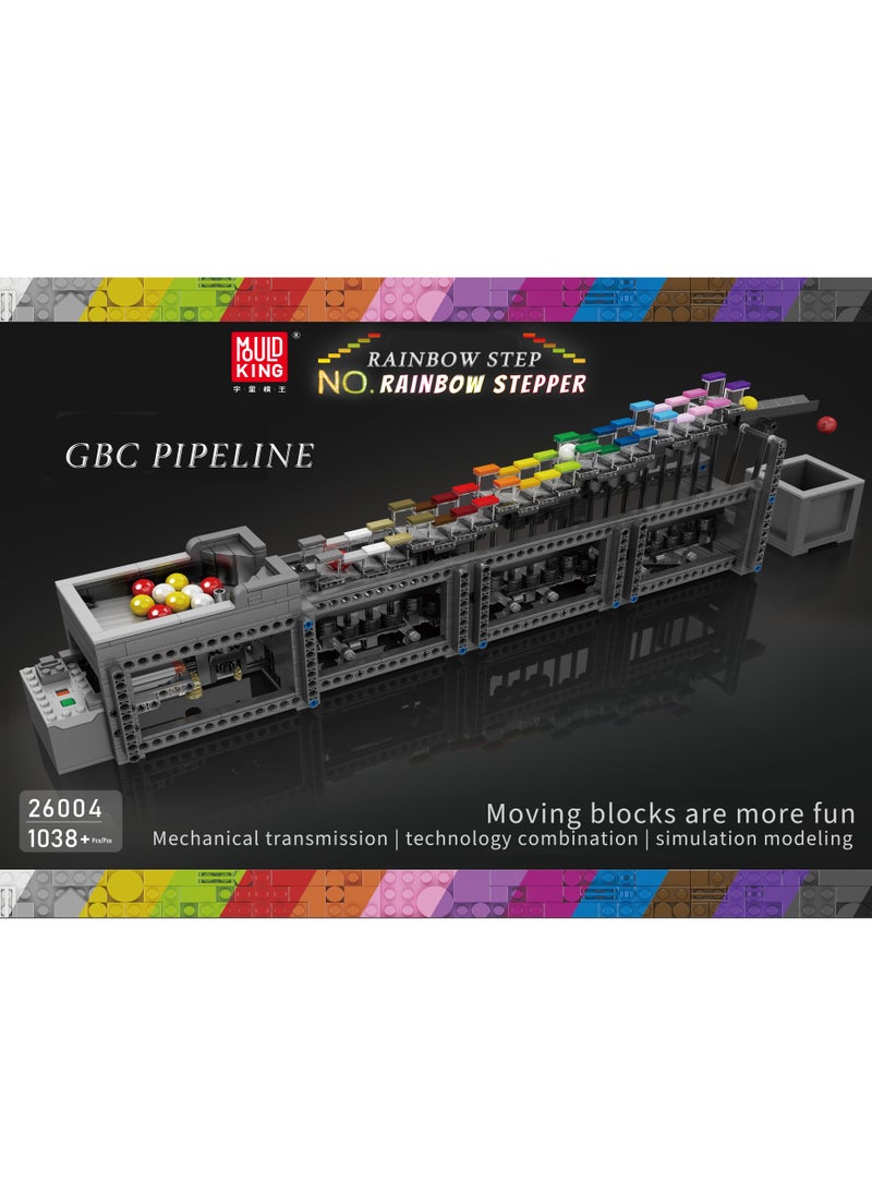 rainbow ladder building kits, electric axle wheel lifting step design, building sets, adult and child gift (1038 pieces) 26004