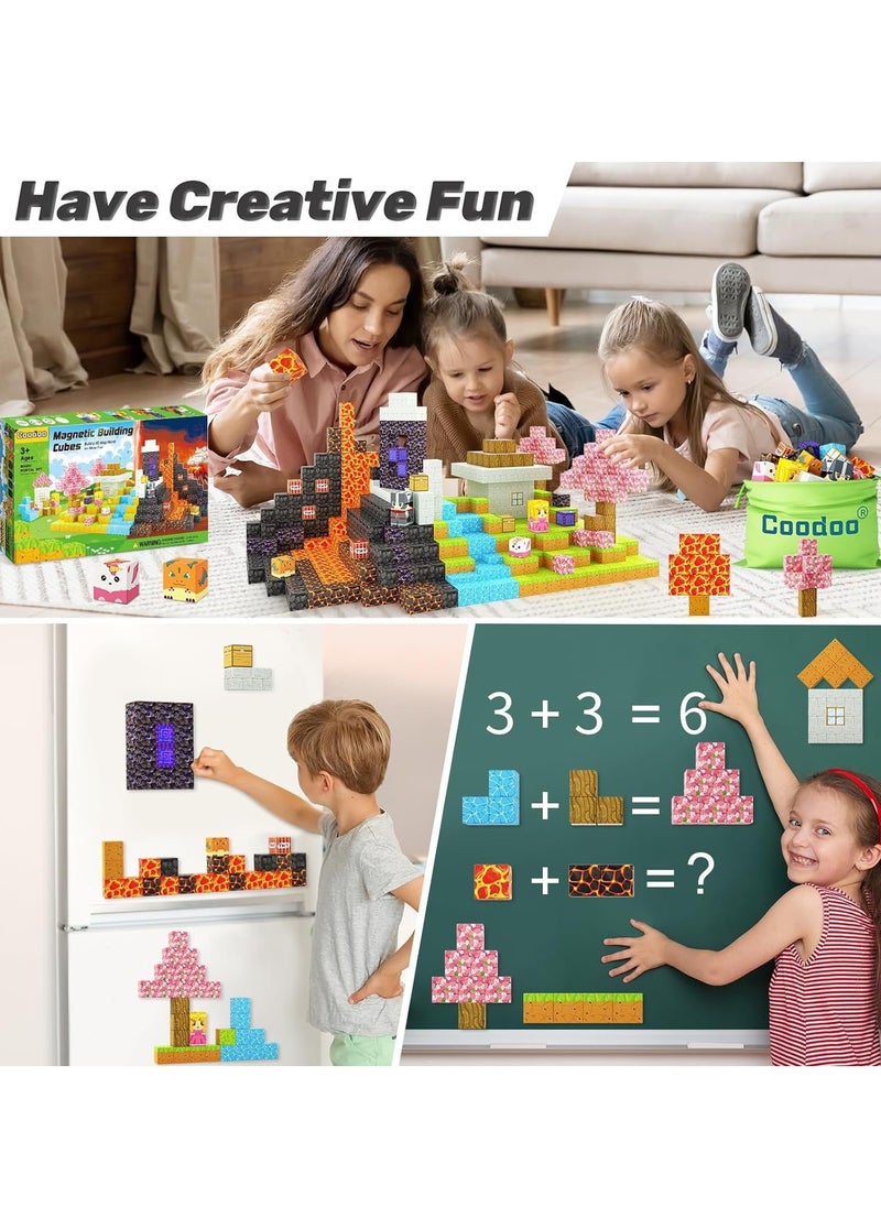 128pcs Mine Exploration square building block set children’s puzzle doll assembled game peripheral mini toys minecrafts magnetic cube intelligent magnetic building block set build a 3D mag-world