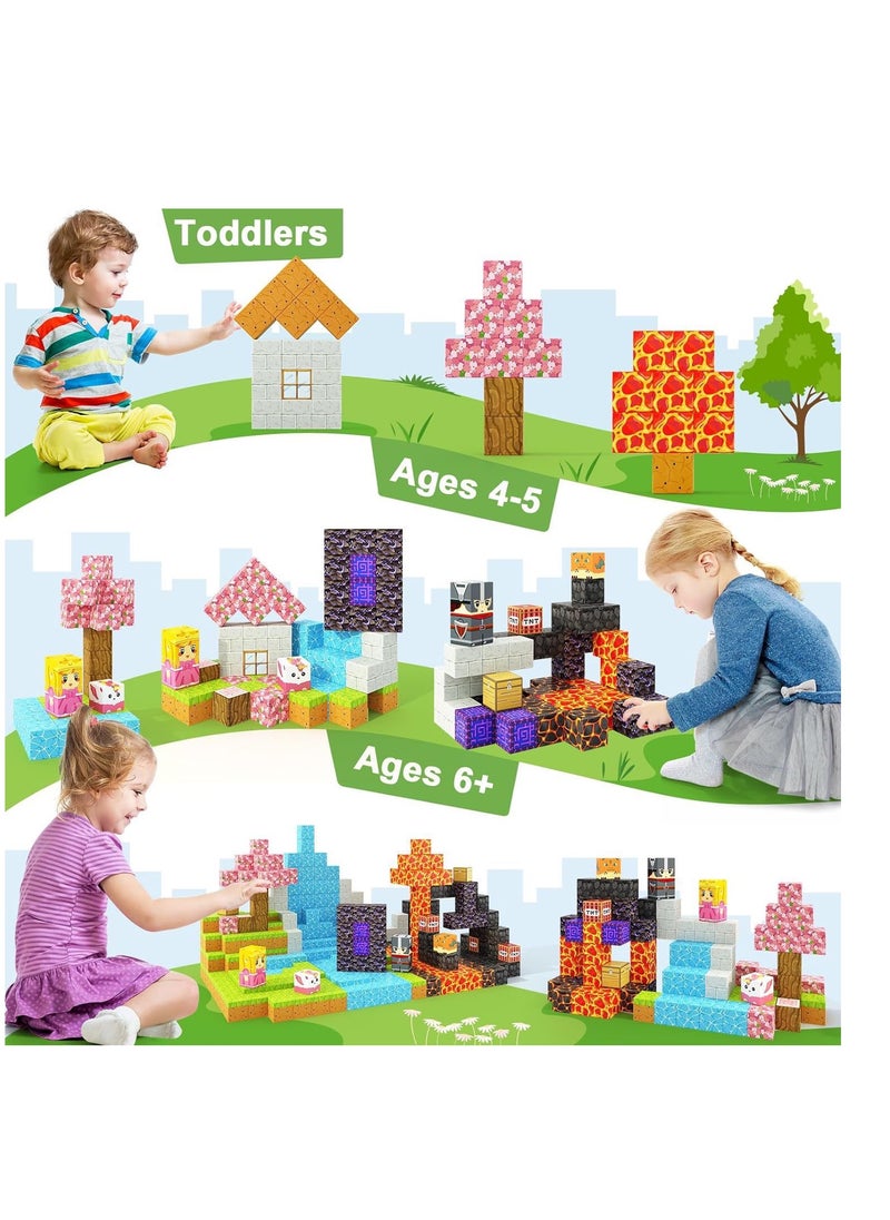 177pcs Swimming pool square building block set children’s puzzle doll assembled game peripheral mini toys minecrafts magnetic cube intelligent magnetic building block set build a 3D mag-world