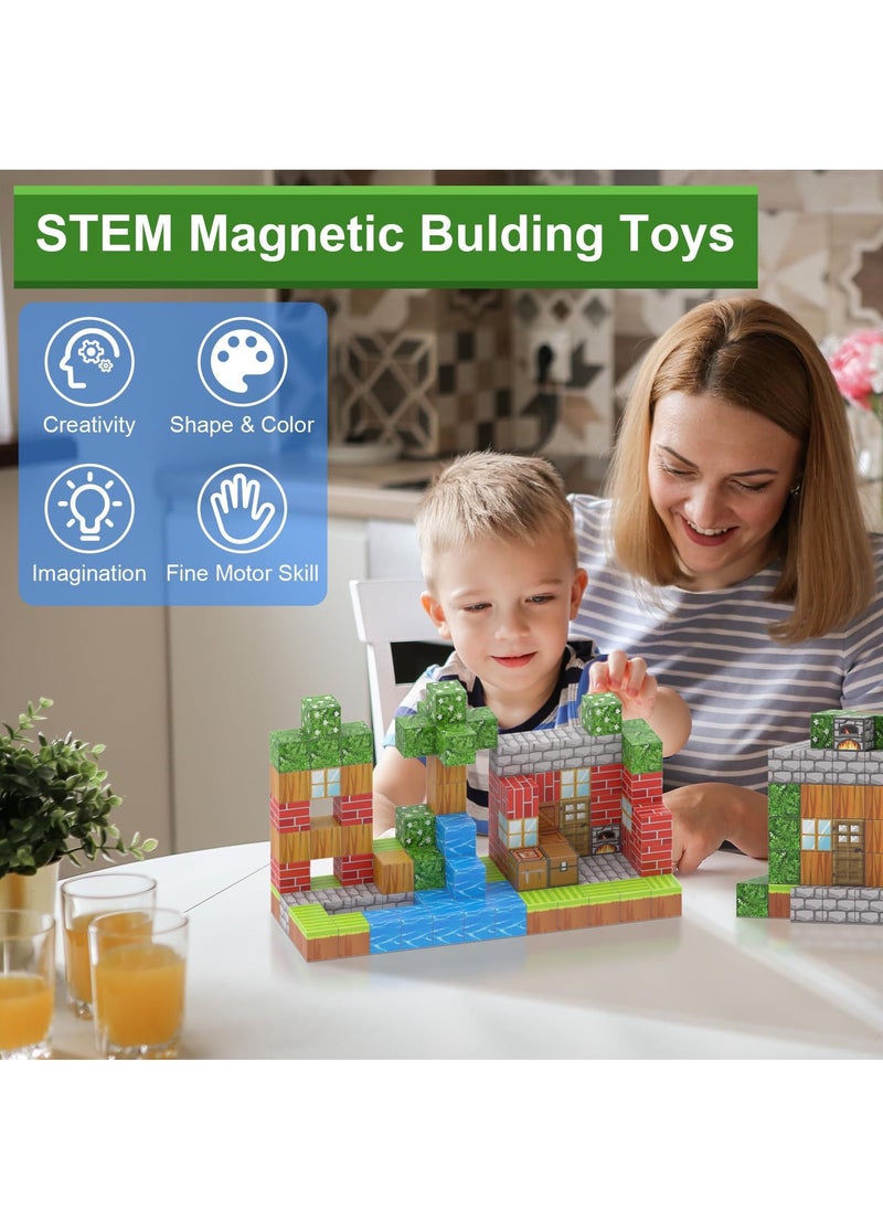 128pcs Beach square building block set children’s puzzle doll assembled game peripheral mini toys minecrafts magnetic cube intelligent magnetic building block set build a 3D mag-world