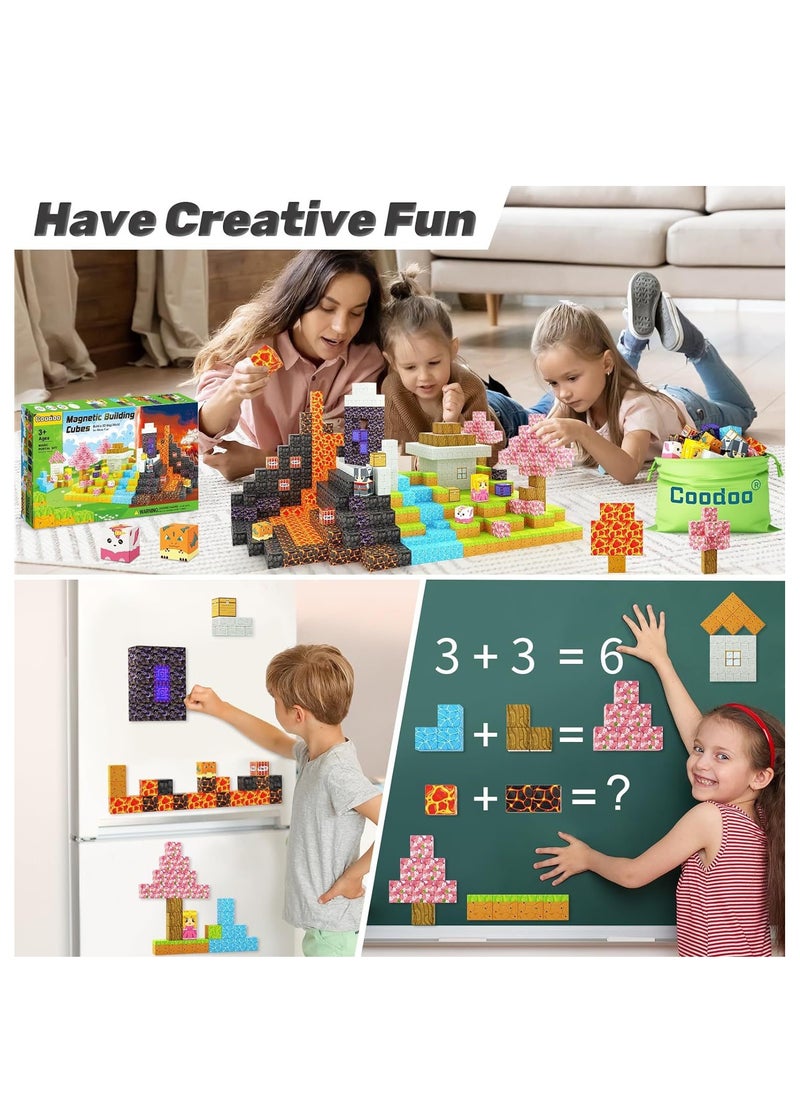 128pcs Beach square building block set children’s puzzle doll assembled game peripheral mini toys minecrafts magnetic cube intelligent magnetic building block set build a 3D mag-world