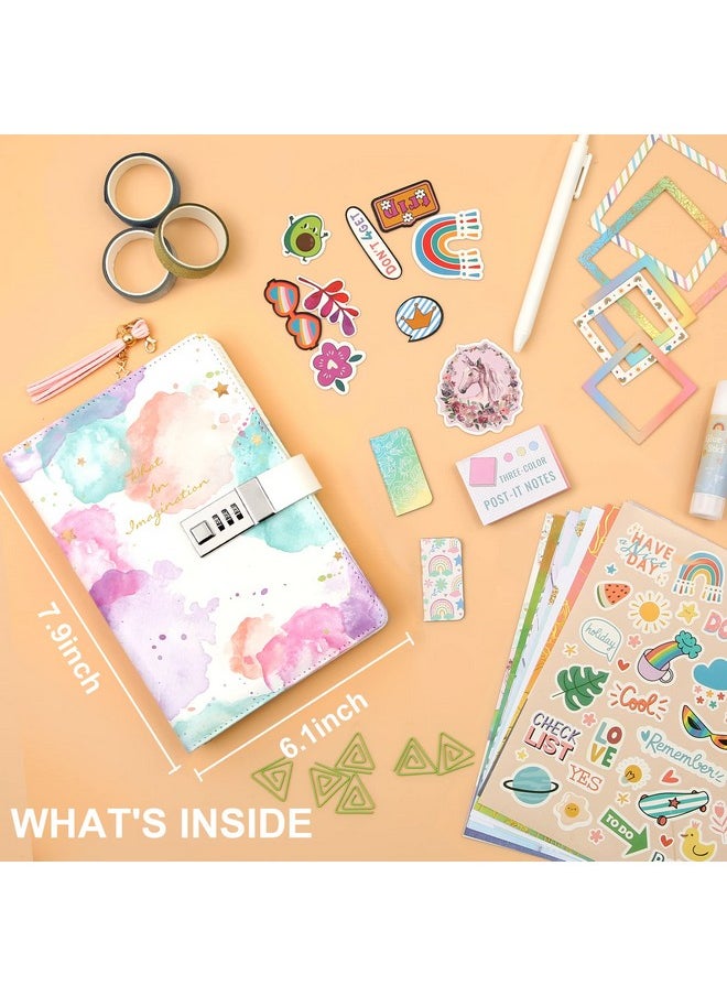 Diy Journal Set For Girls Age 8-12, Gifts For 9 10 11 Year Old Girls, Diary With Lock For Girls Birthday Gift, Personalize And Decorate Scrapbooks Kit