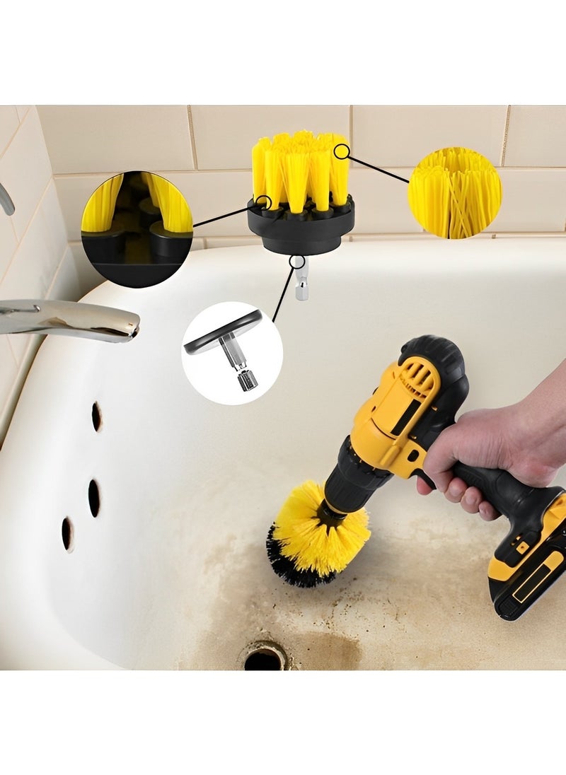 11pcs Drill Brush Attachment Set Cleaning Kit Drill Brush Electric Multi-Purpose Scrubber for Bathroom Surfaces & Grout & Floor & Tub & Shower & Tile & Kitchen & Car