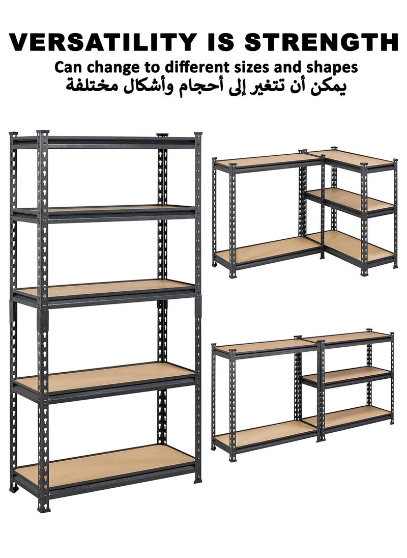 5 Tier Adjustable Metal Shelving Unit With Compartments Storage Display Rack For Home Office Kitchen Bathroom Garage And Warehouse Includes Rubber Hammer