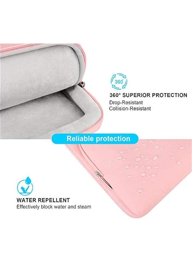 360° Protective Laptop Shoulder Bag for 13 inch New MacBook Air M3 A3113 M2 A2681 M1 A2337 2024-2018 | 13 inch MacBook Pro M2 M1 A2338 A2251 | 13 inch iPad Pro M4/iPad Air M2 Computer Bag, Pink