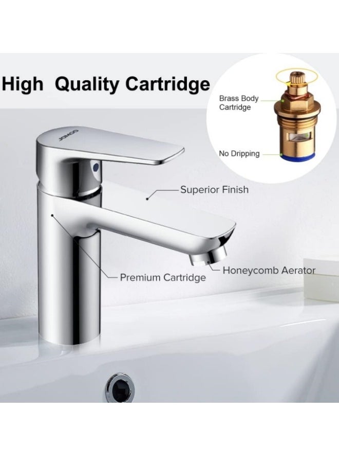 Bathroom Sink Faucet, Single Cold Basin Tap, Stylish Chrome Finish with Durable Design Wash Basin Taps