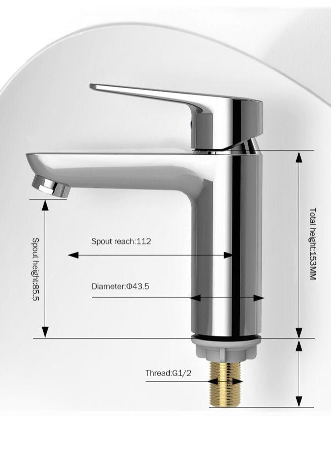 Bathroom Sink Faucet, Single Cold Basin Tap, Stylish Chrome Finish with Durable Design Wash Basin Taps