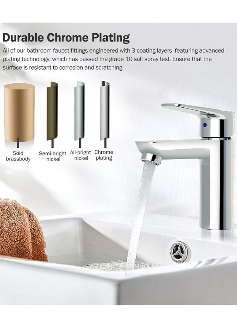 Bathroom Sink Faucet, Single Cold Basin Tap, Stylish Chrome Finish with Durable Design Wash Basin Taps