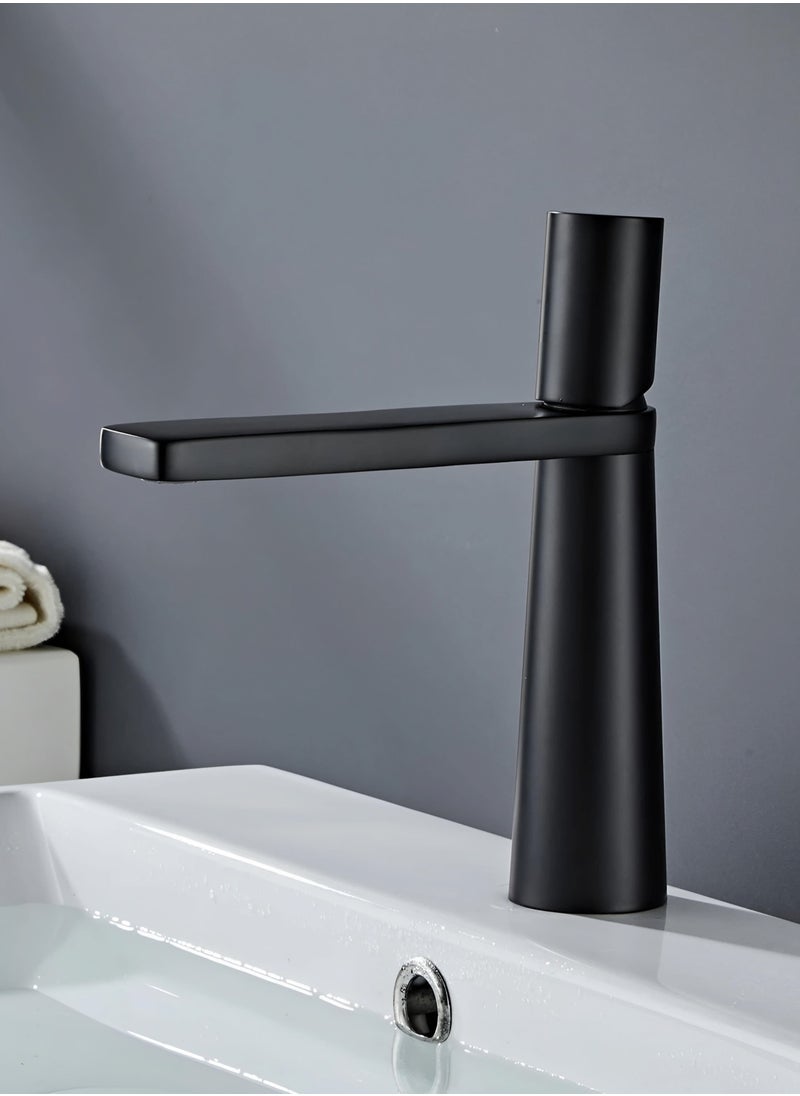 Bathroom Sink Mixer Tap - Hot and Cold Mixer Bathroom Tap - Mixer Single Handle Basin Tap (Black)