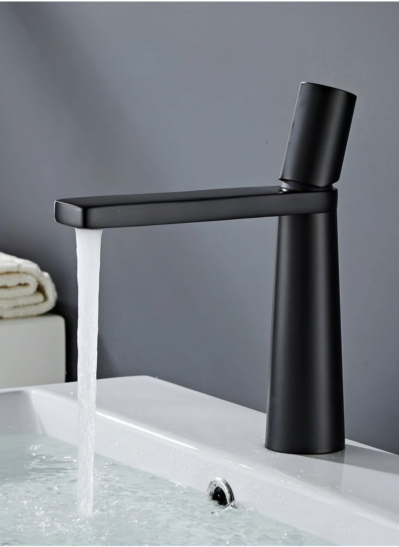 Bathroom Sink Mixer Tap - Hot and Cold Mixer Bathroom Tap - Mixer Single Handle Basin Tap (Black)