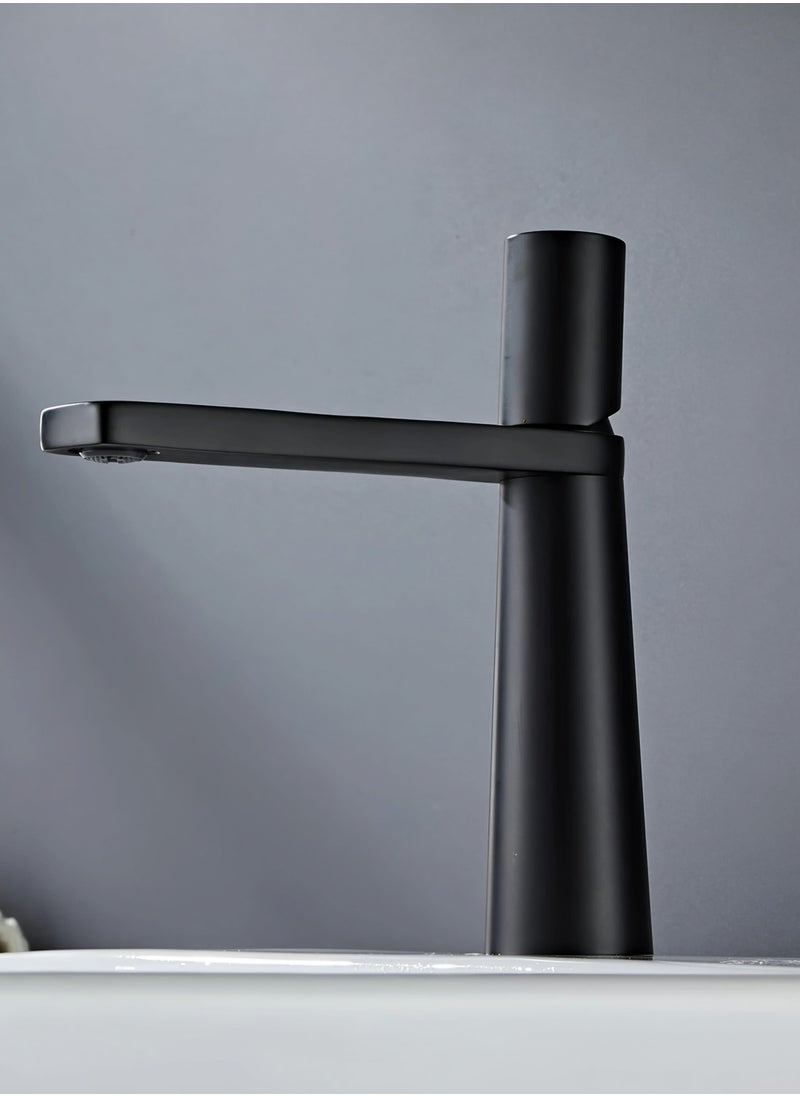 Bathroom Sink Mixer Tap - Hot and Cold Mixer Bathroom Tap - Mixer Single Handle Basin Tap (Black)