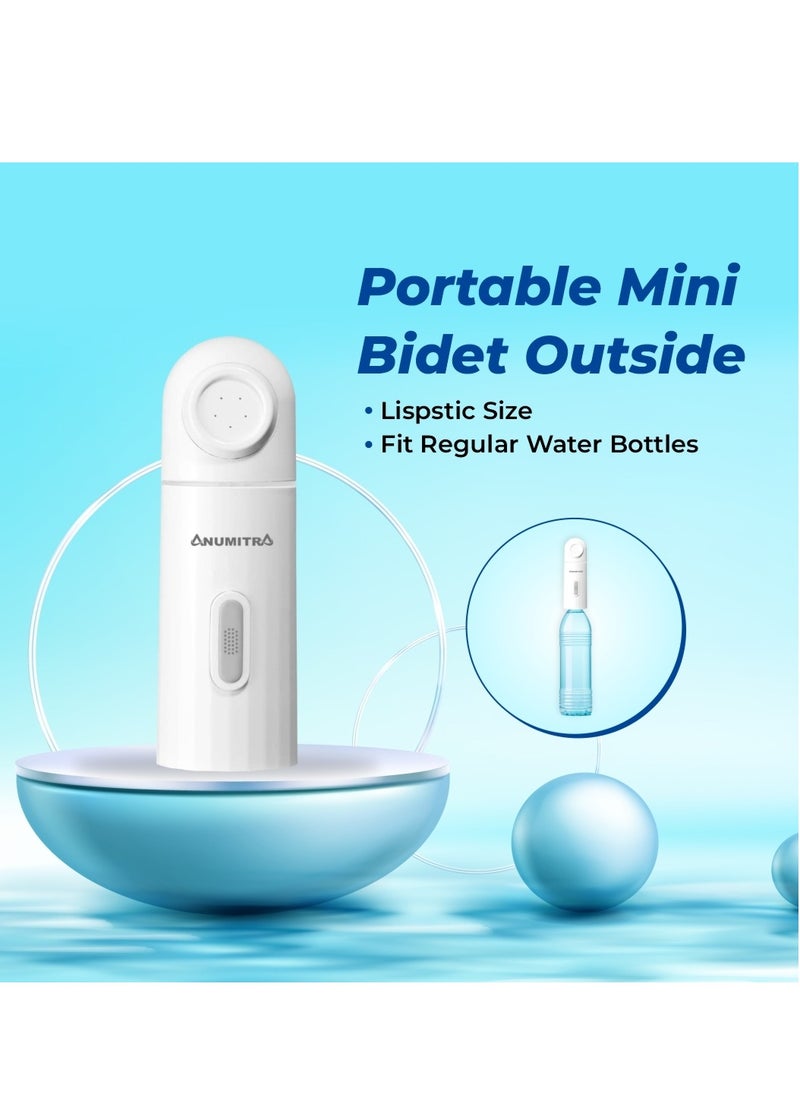 ANUMITRA Portable Bidet with 350ml Bottle for Travel Camping USB-C Rechargeable Portable Travel with Two Pressure Modes Compact Handheld Personal Hygiene Sprayer for Toilet Baby Care -شطاف المسافر