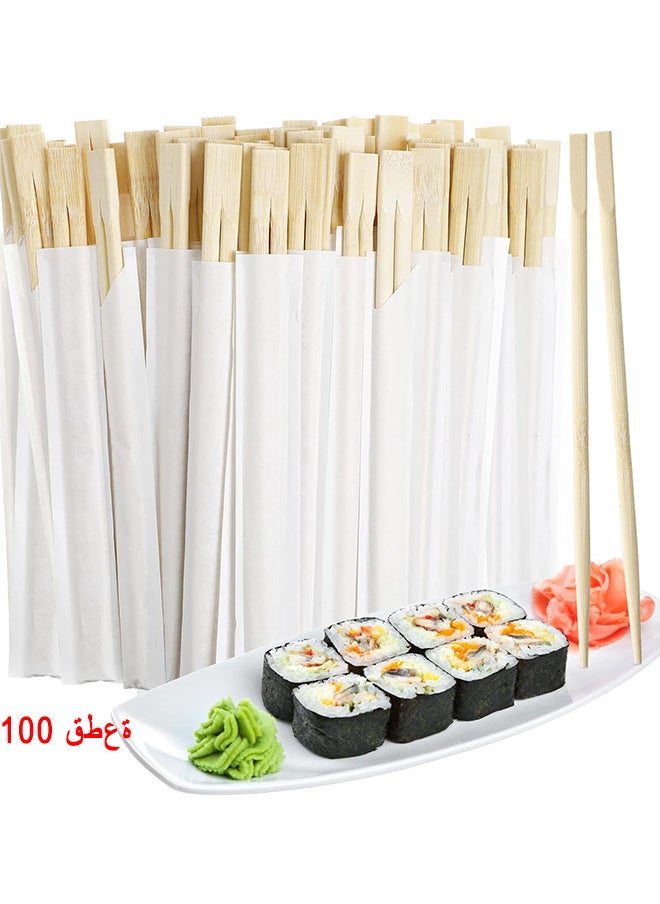 100 Pairs Disposable Chopsticks, Bamboo Wooden Solid No Splinter Chopsticks, Individually Wrapped Disposable Wooden Chopstick With Paper Sleeve For Sushi, Asian Dishes, Noodles, 8.86 Inch