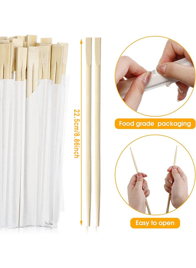 100 Pairs Disposable Chopsticks, Bamboo Wooden Solid No Splinter Chopsticks, Individually Wrapped Disposable Wooden Chopstick With Paper Sleeve For Sushi, Asian Dishes, Noodles, 8.86 Inch