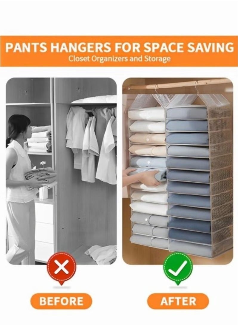 Hanging Closet Organizers and Storage,12-Shelf Closet Hanging Storage Shelves,Clothes Organizer,Trouser Hanger Pants