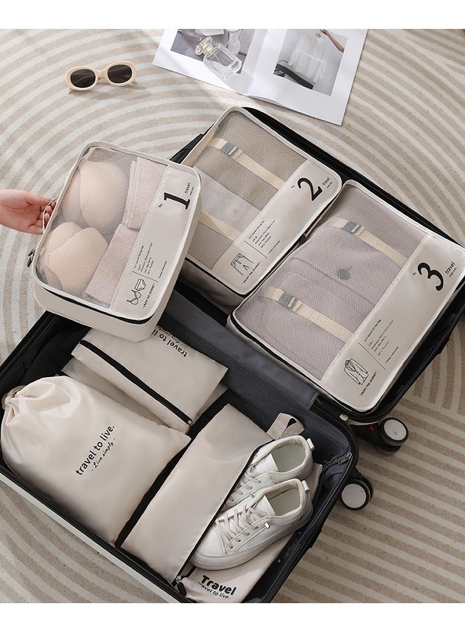 Travel 7-Piece Set - Toiletries u0026 Cosmetics, Clothes, Dustproof Shoe, Luggage  Duffel Bag