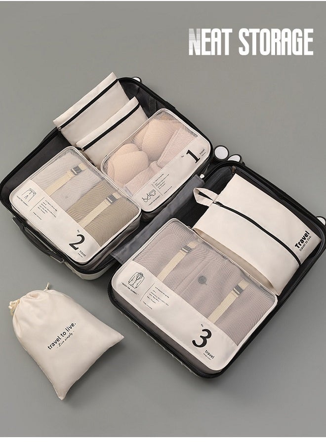 Travel 7-Piece Set - Toiletries u0026 Cosmetics, Clothes, Dustproof Shoe, Luggage  Duffel Bag