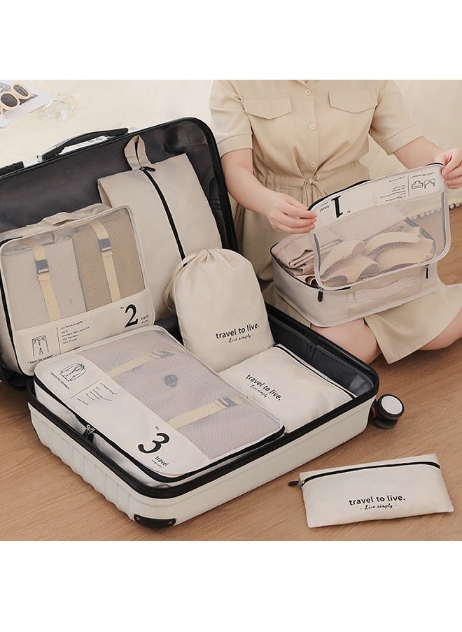 Travel 7-Piece Set - Toiletries u0026 Cosmetics, Clothes, Dustproof Shoe, Luggage  Duffel Bag