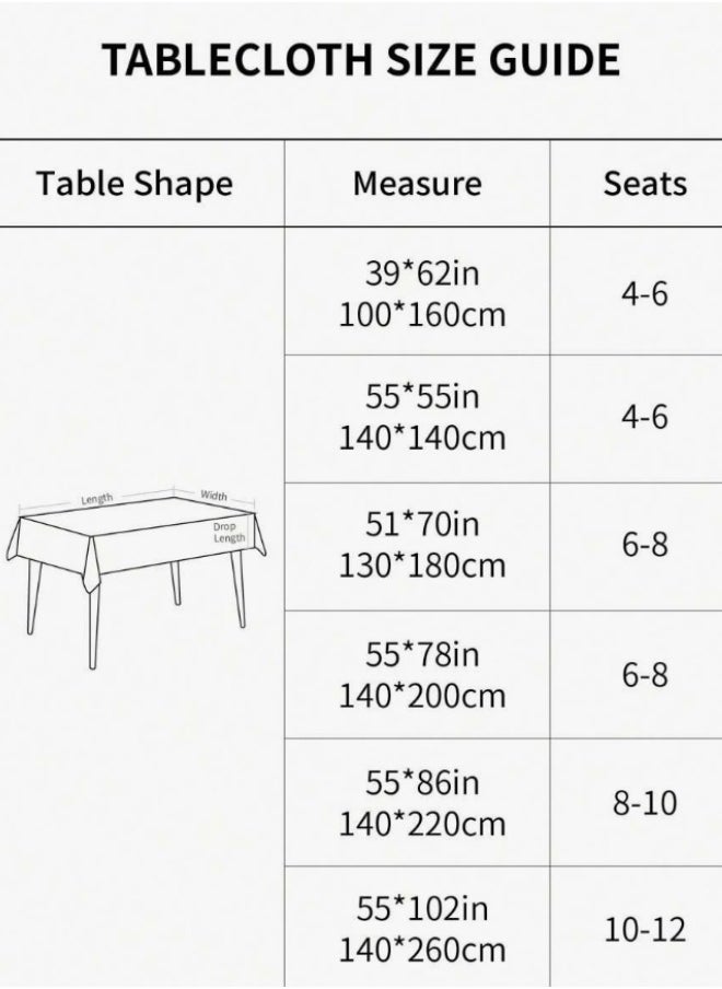 Waterproof Tablecloth Anti-scalding Waterproof and Oil-proof for Rectangle Table Wrinkle Free Stain Resistant PVC Table Cover For Home Kitchen Dinning Tabletop 140 x 200Cm Flower Pattern - Beige