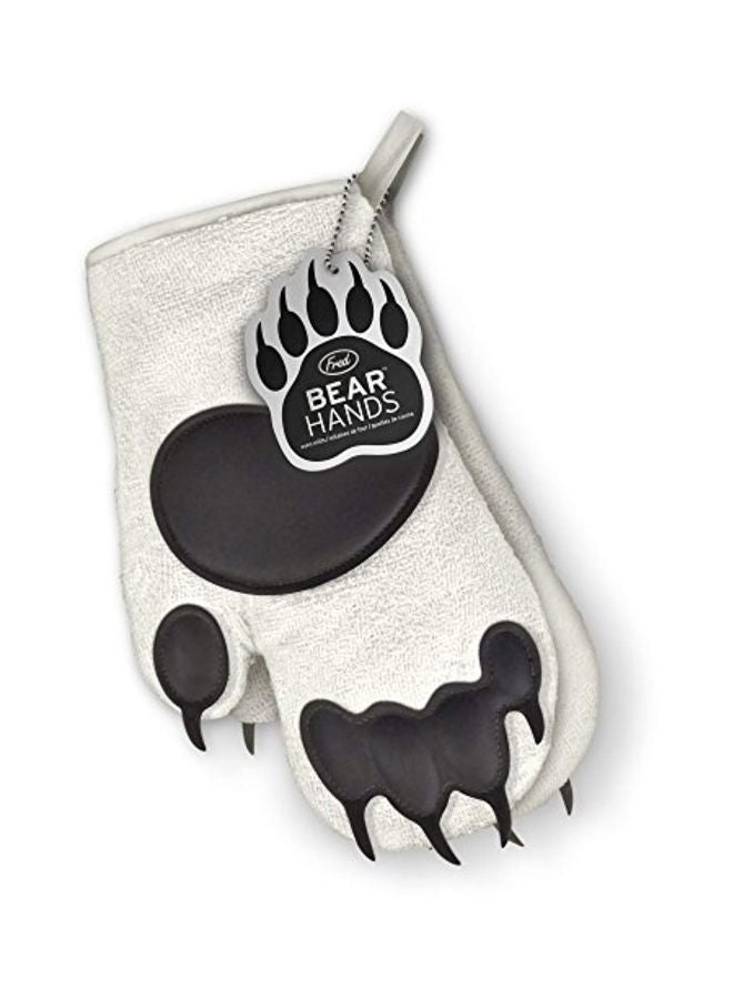 2-Piece Bear Hands Oven Mitt Black/Grey 10.6x6.5x1inch