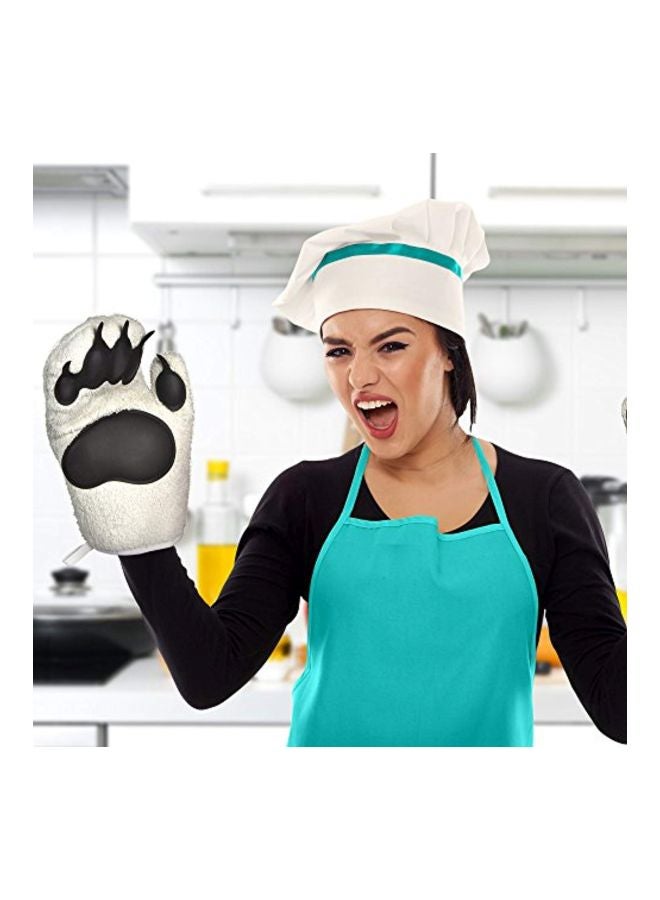 2-Piece Bear Hands Oven Mitt Black/Grey 10.6x6.5x1inch