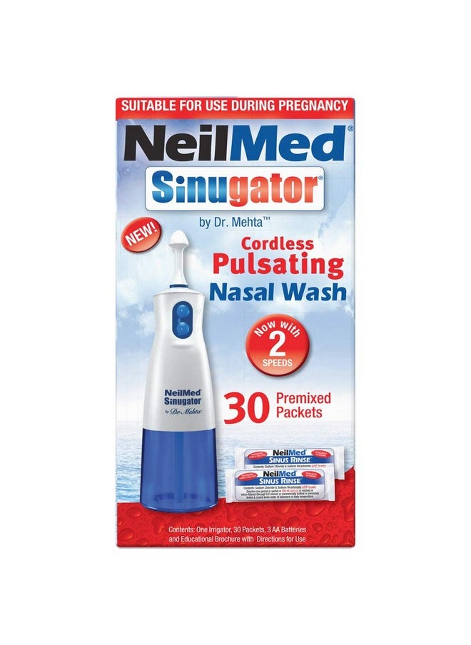 Sinugator Cordless Pulsating Nasal Wash Kit With One Irrigator, 30 Premixed Packets And 3 Aa Batteries(Pack Of 1)