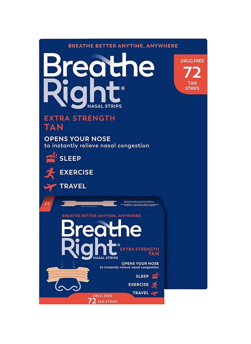 Breathe Right Extra Strength Nasal Strips, 72 Strips