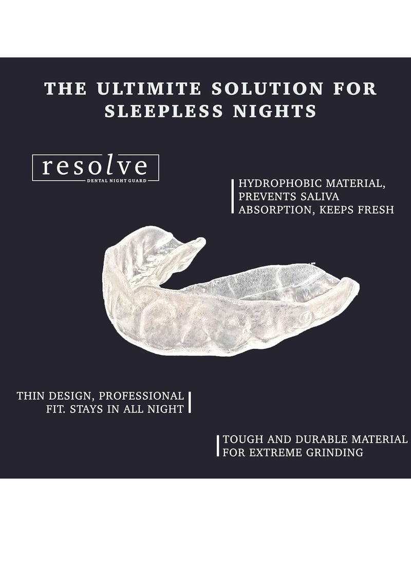 Resolve Night Guard - Custom-Fit Professional Mouth Guard for Nighttime Teeth Grinding and Clenching, Relieve Tooth Pain at Night with 2-Pack Night Guard (Clear)