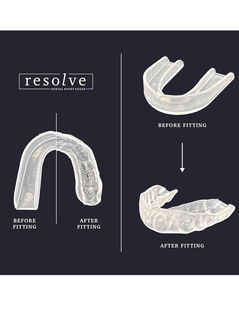 Resolve Night Guard - Custom-Fit Professional Mouth Guard for Nighttime Teeth Grinding and Clenching, Relieve Tooth Pain at Night with 2-Pack Night Guard (Clear)