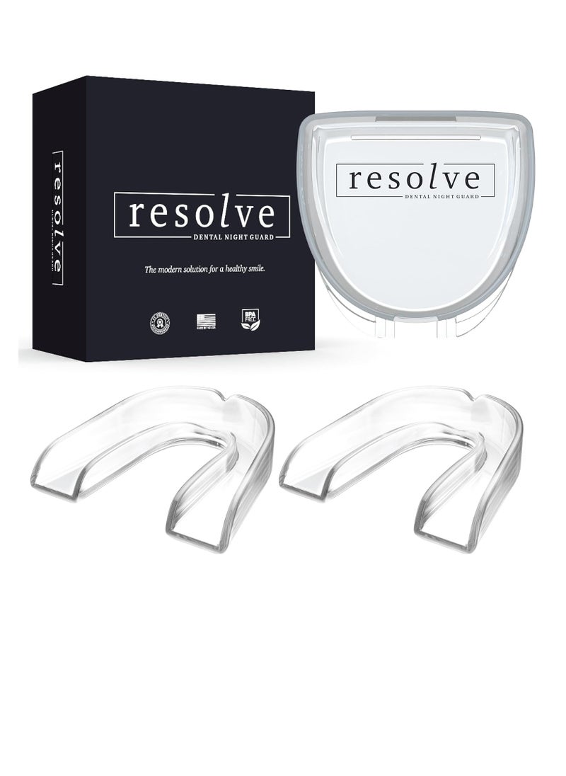 Resolve Night Guard - Custom-Fit Professional Mouth Guard for Nighttime Teeth Grinding and Clenching, Relieve Tooth Pain at Night with 2-Pack Night Guard (Clear)