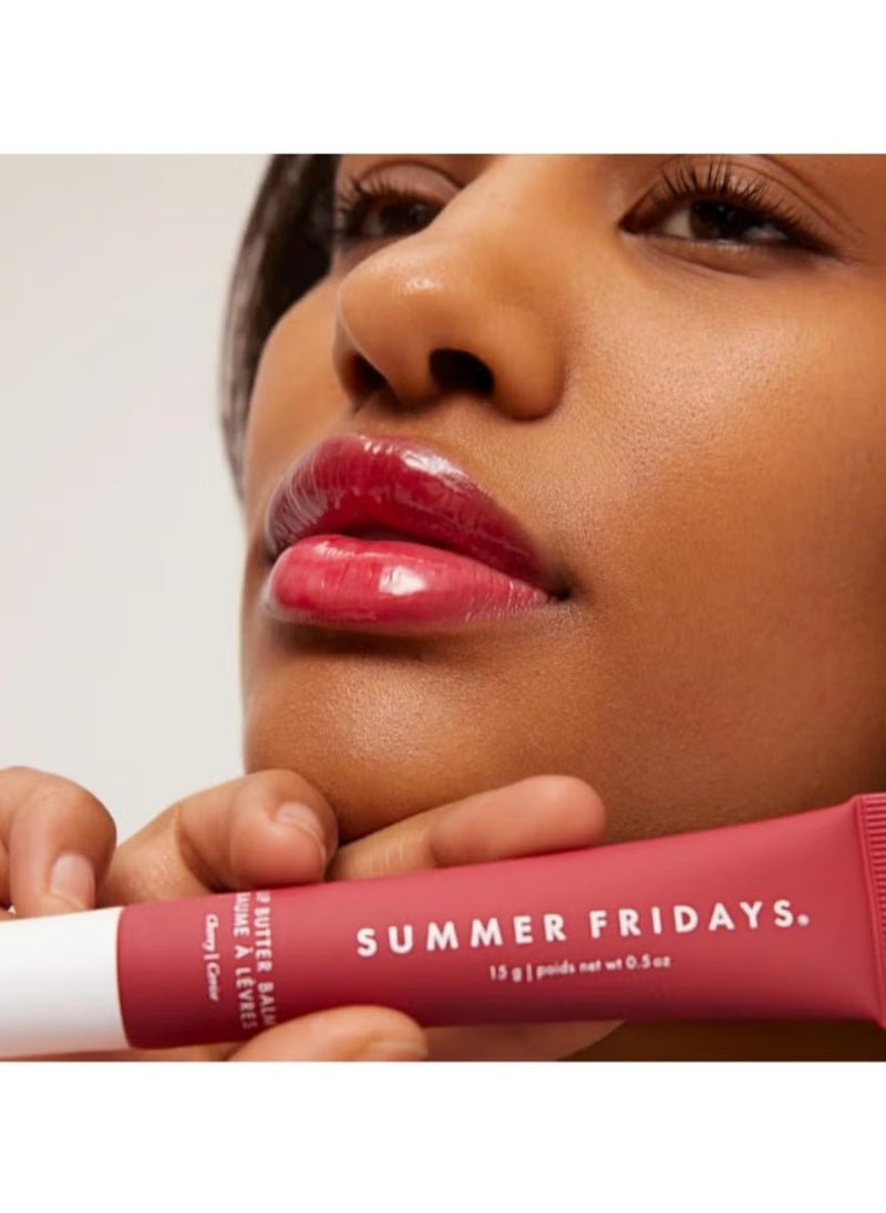 Summer Fridays Lip Butter Balm - Conditioning Lip Mask and Lip Balm for Instant Moisture, Shine and Hydration - Sheer-Tinted, Soothing Lip Care - Cherry (.5 Oz)