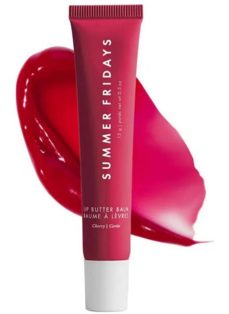 Summer Fridays Lip Butter Balm - Conditioning Lip Mask and Lip Balm for Instant Moisture, Shine and Hydration - Sheer-Tinted, Soothing Lip Care - Cherry (.5 Oz)