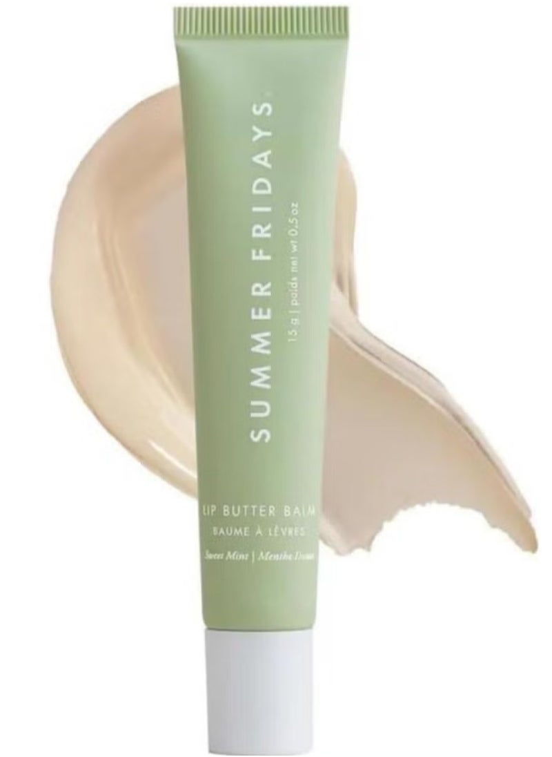 Summer Fridays Lip Butter Balm - Conditioning Lip Mask and Lip Balm for Instant Moisture, Shine and Hydration - Sheer-Tinted, Soothing Lip Care - Sweet Mint (.5 Oz)