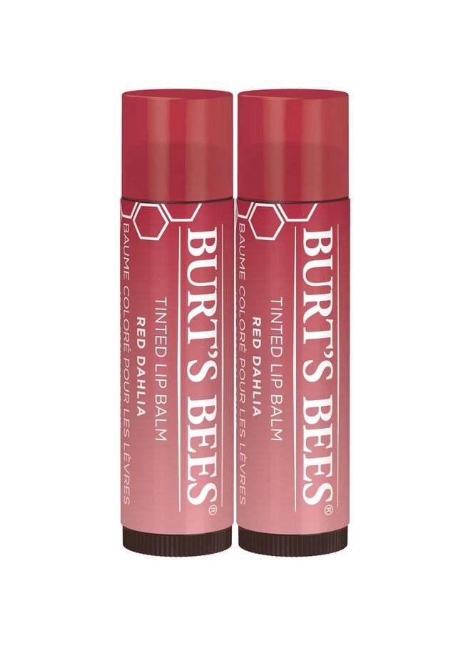 Lip Tint Balm Stocking Stuffers Gifts, Long Lasting 2 In 1 Duo Tinted Balm Formula, Color Infused With Hydrating Shea Butter For A Natural Looking Buildable Finish, Red Dahlia (2-Pack)